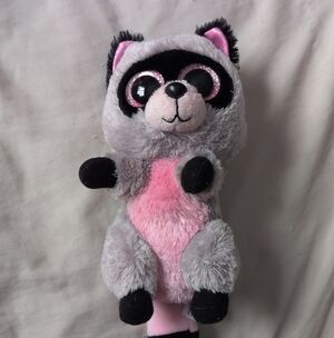 Beanie Boo Rocco The Raccoon Ty Plush Stuffed Animal Glitter Eyes